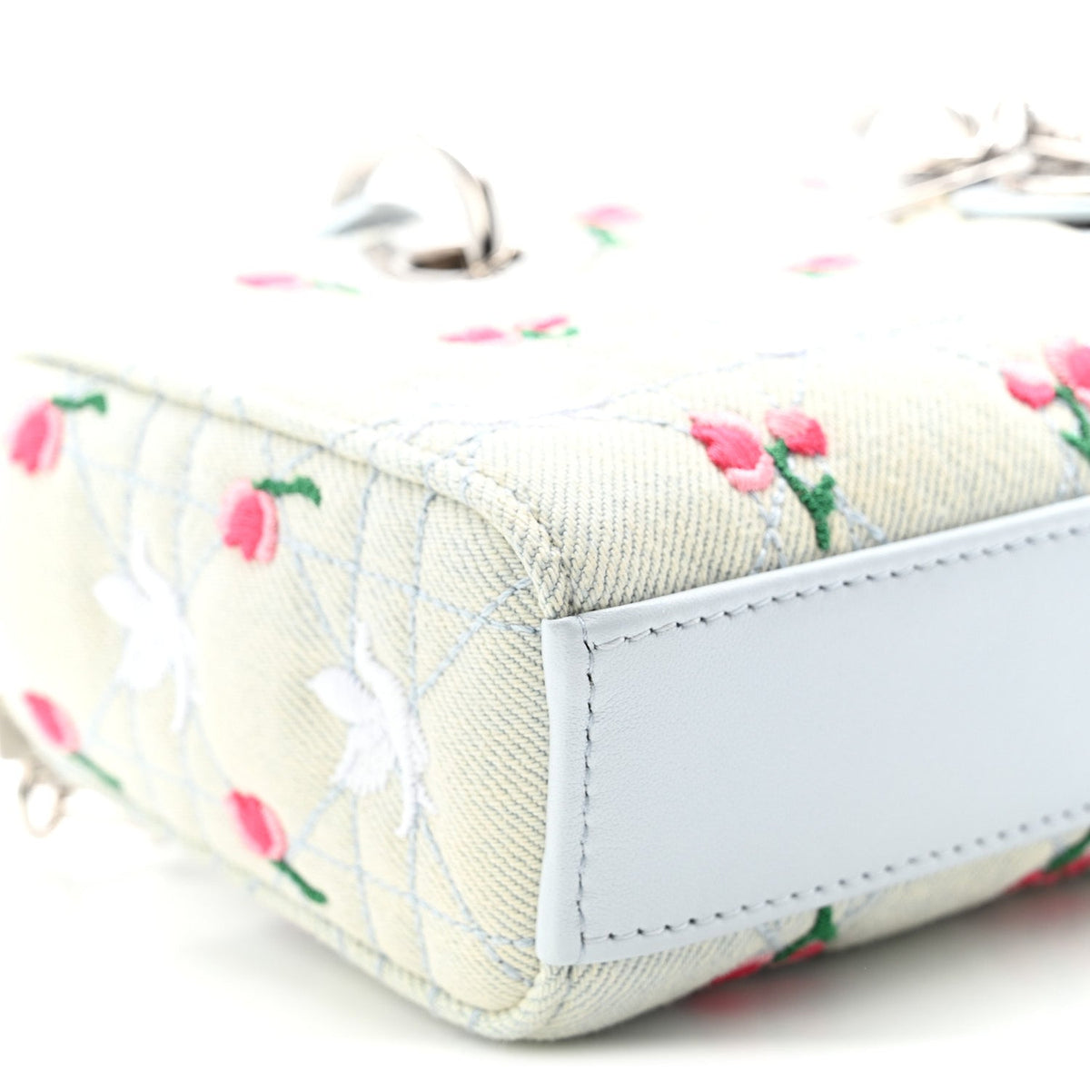 Denim Cannage Embroidered Doves & Roses Dioramour Mini Lady D-Joy Blue Multicolor AT My store