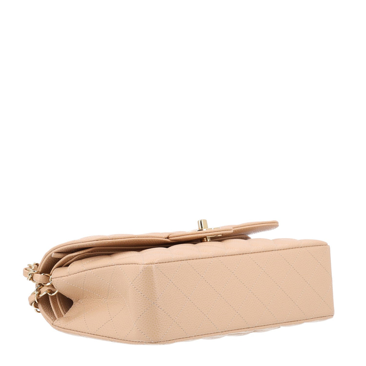 Caviar Quilted Small Double Flap Beige At My store