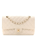 Caviar Quilted Medium Double Flap White At My store