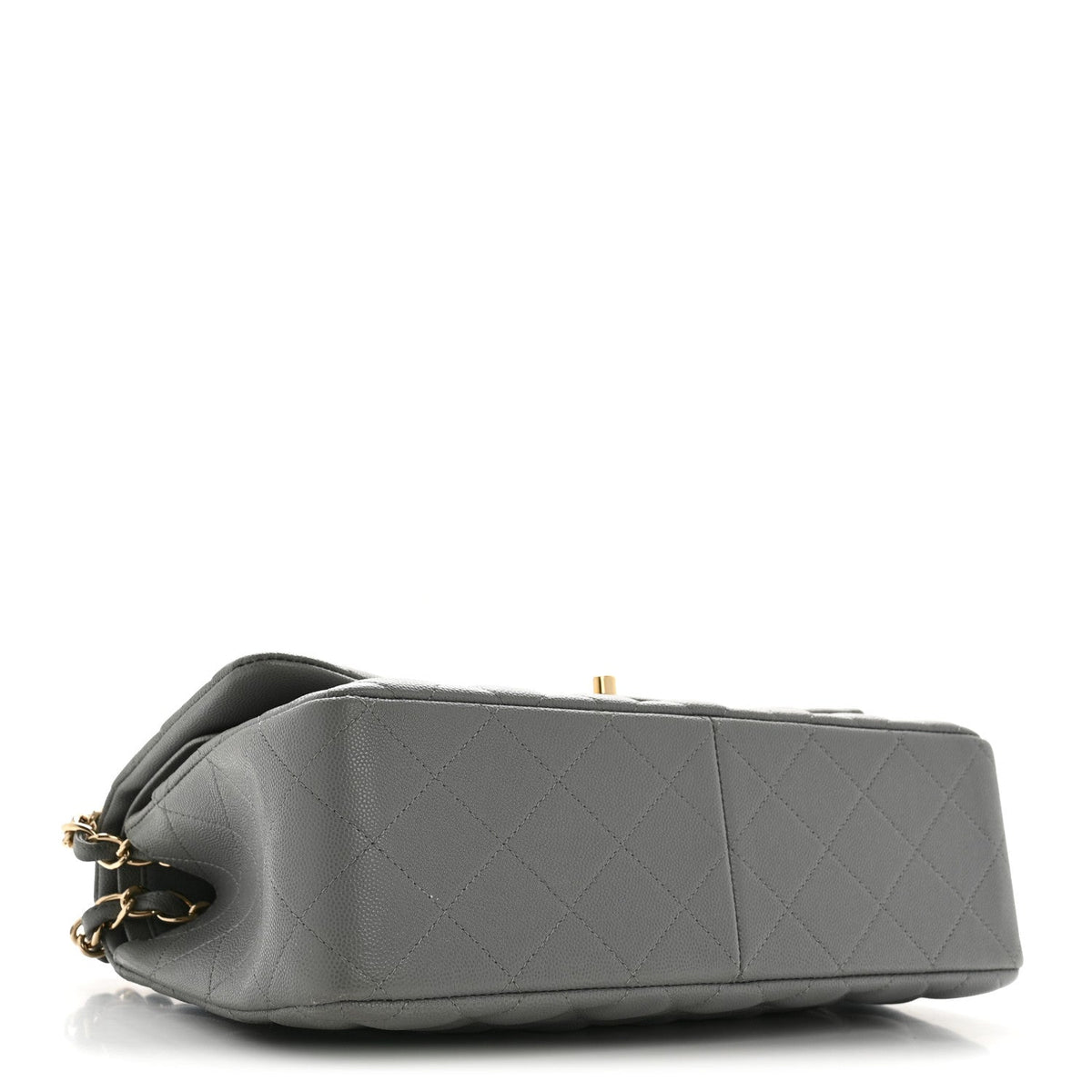 Caviar Quilted Jumbo Double Flap Grey At My store