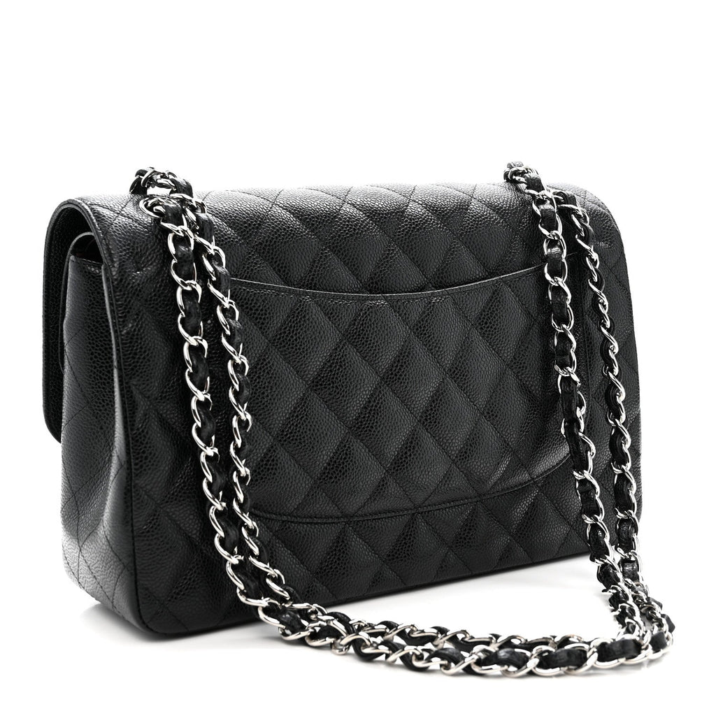 Caviar Quilted Jumbo Double Flap Black At My store