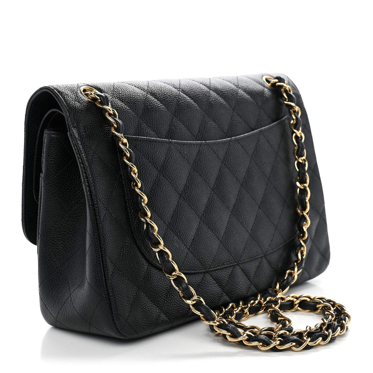 Caviar Quilted Jumbo Double Flap Black At My store