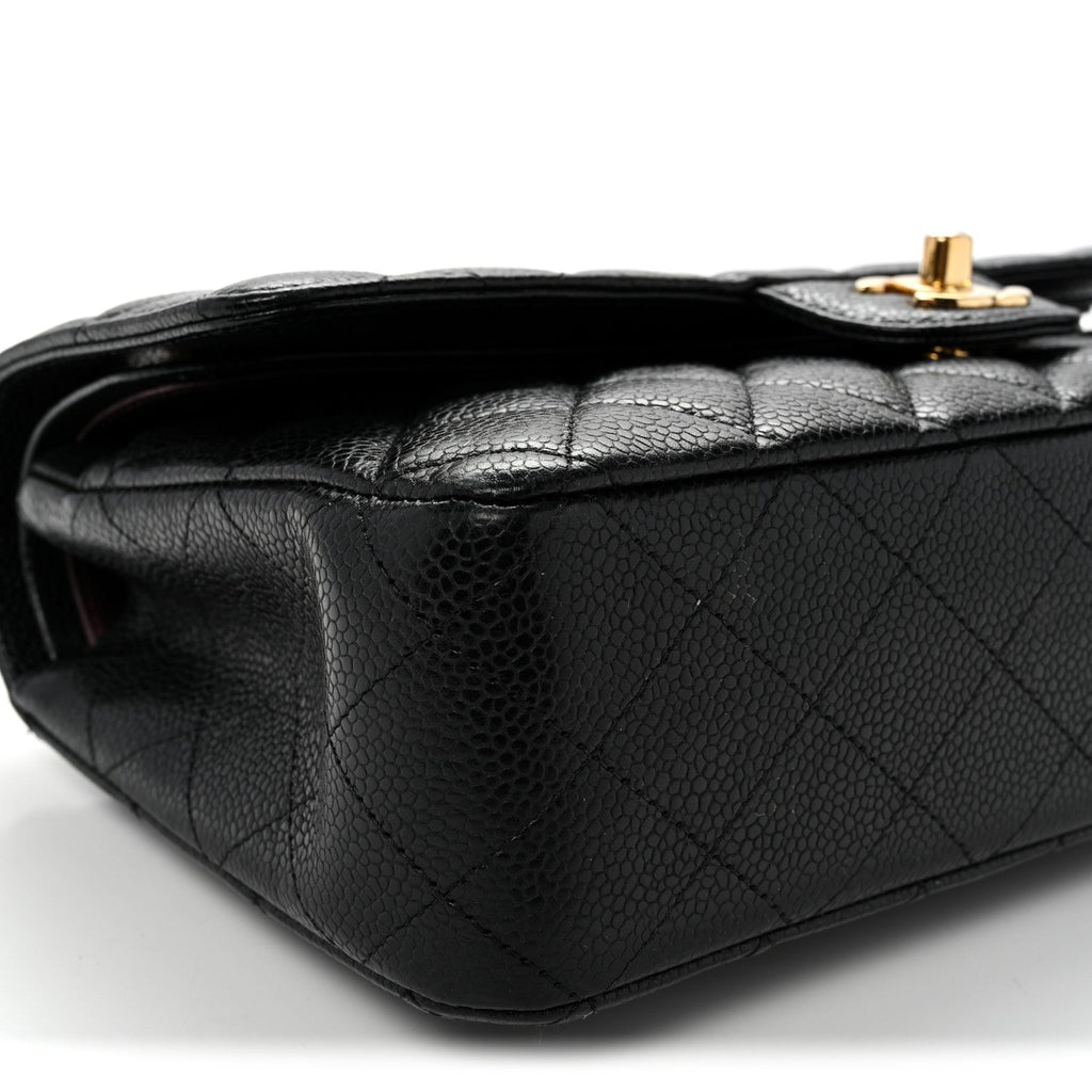 Caviar Quilted Medium Double Flap Black At My store