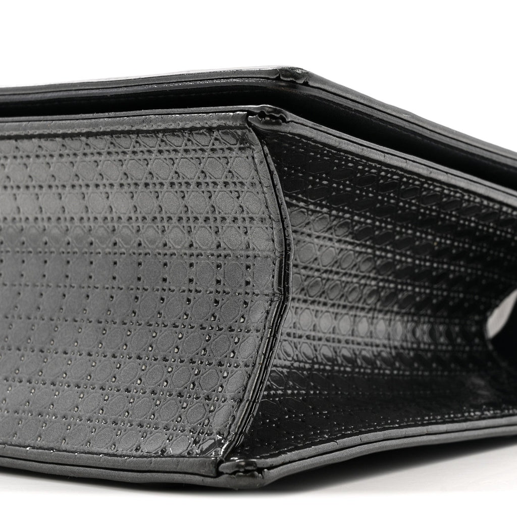 Metallic Patent Micro-Cannage Medium Diorama Flap Bag Onyx Black AT My store