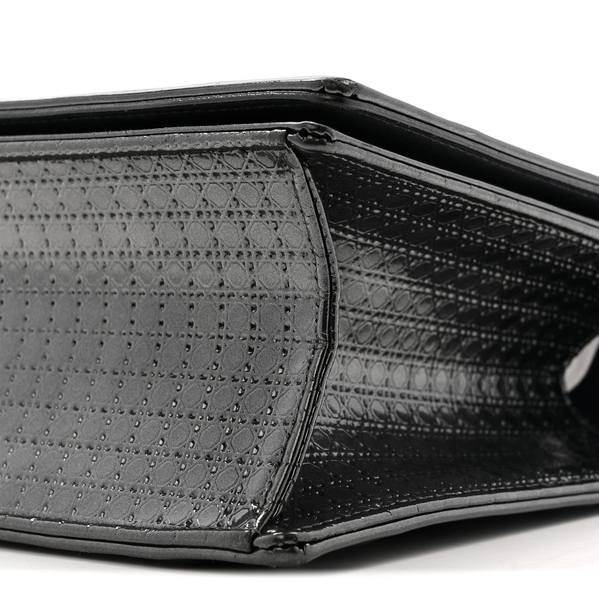 Metallic Patent Micro-Cannage Medium Diorama Flap Bag Onyx Black AT My store