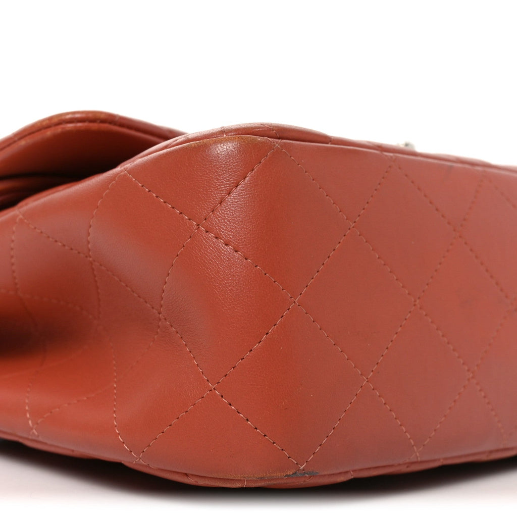 Lambskin Quilted Jumbo Double Flap Orange At My store