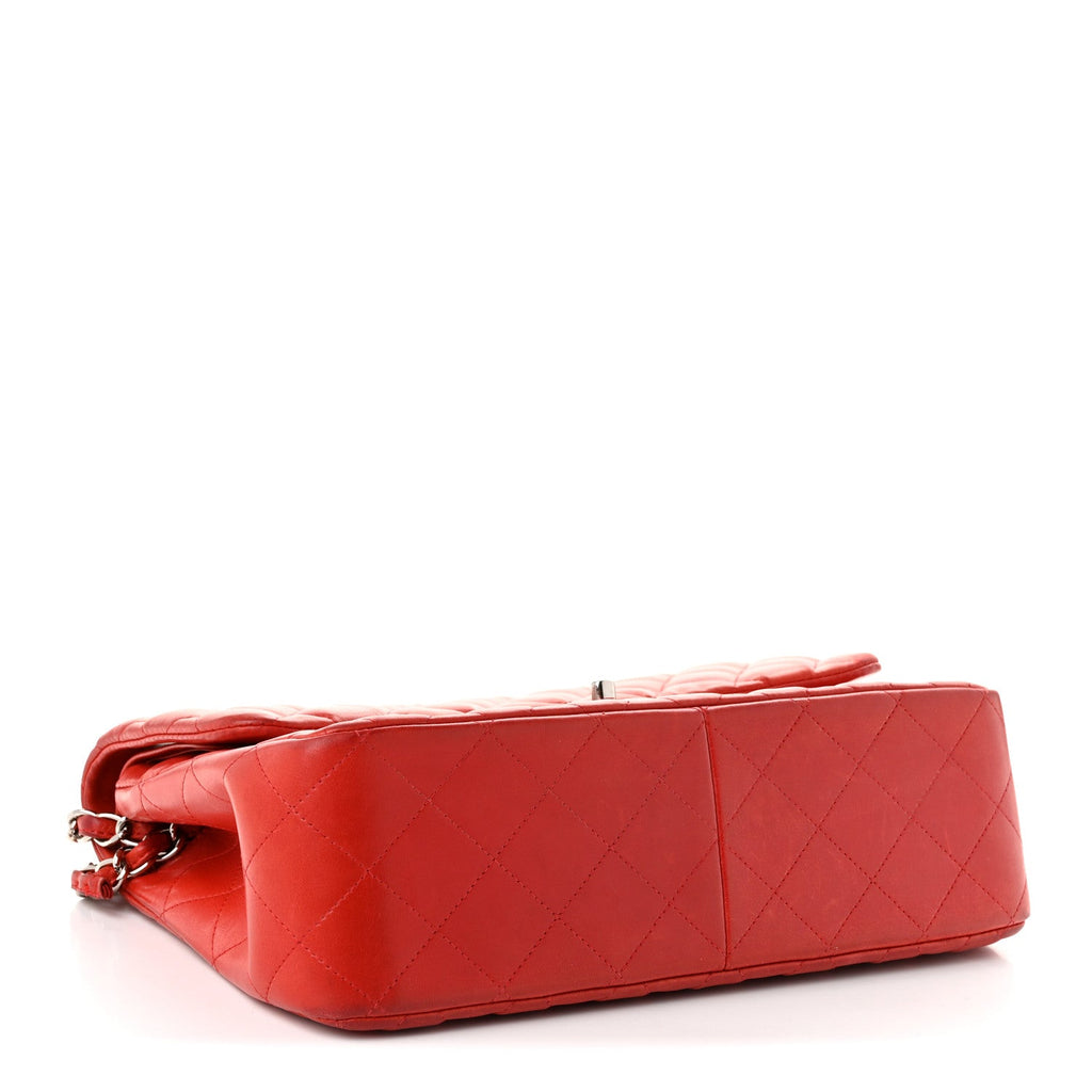 Lambskin Quilted Jumbo Double Flap Red At My store