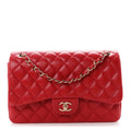 Caviar Quilted Jumbo Double Flap Red At My store