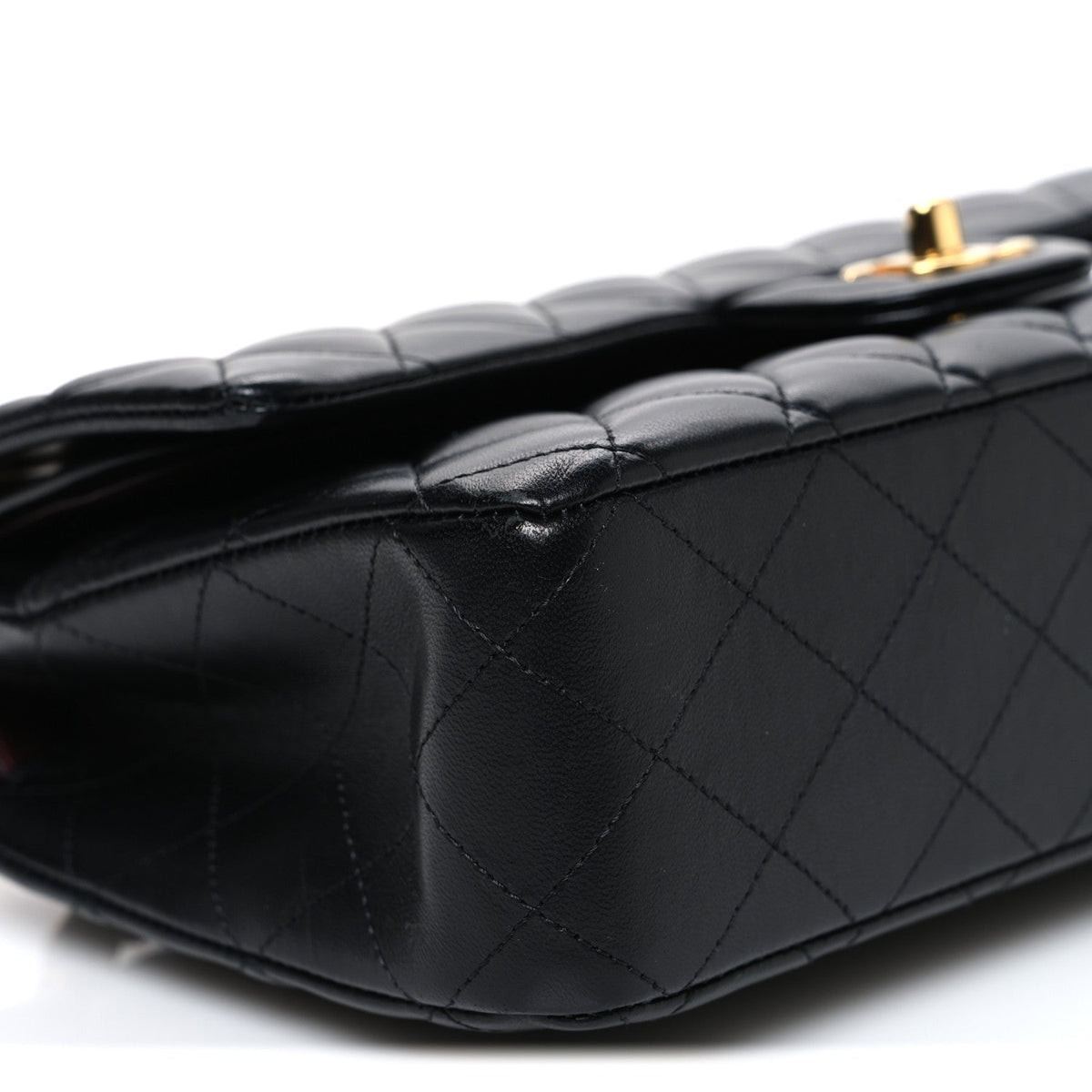 Lambskin Quilted Medium Double Flap Black At My store