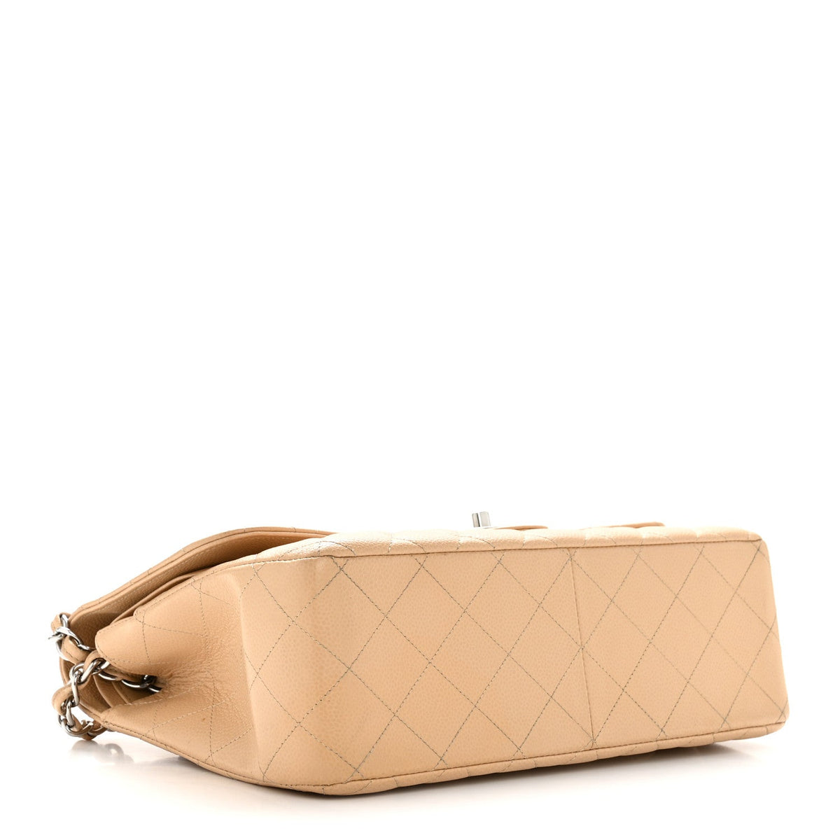 Caviar Quilted Jumbo Double Flap Beige Clair At My store