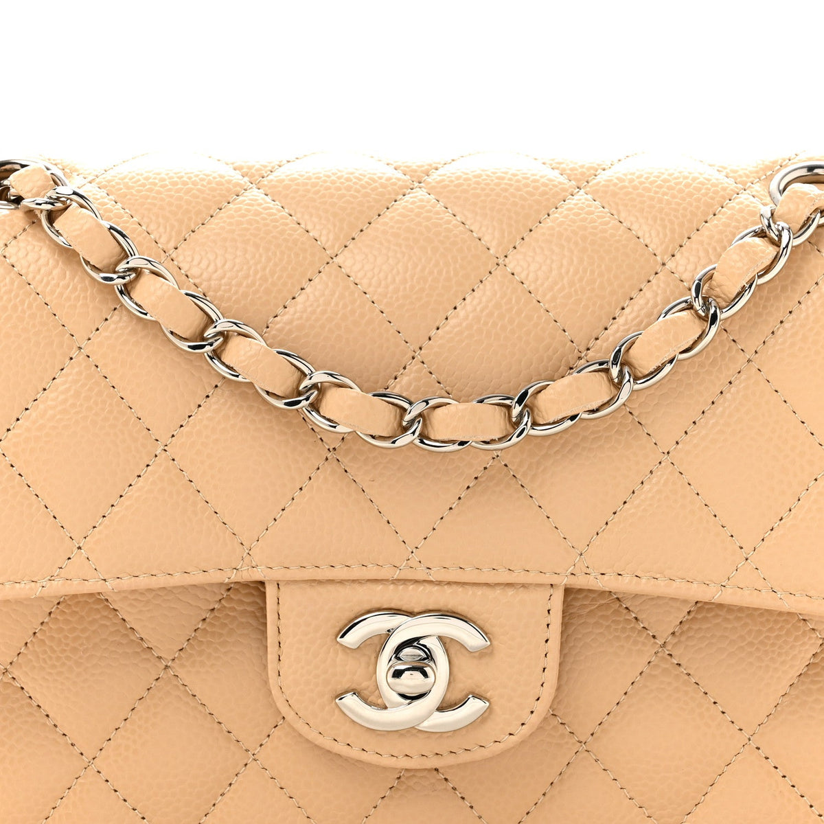 Caviar Quilted Small Double Flap Beige At My store