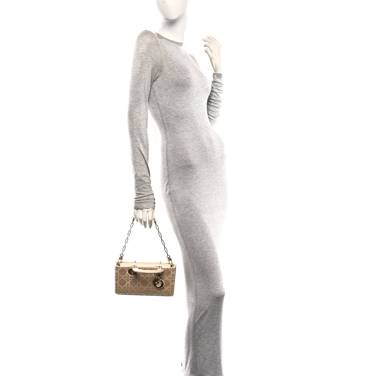 Lambskin Cannage Beaded Embroidered Micro Lady D-Joy Beige AT My store