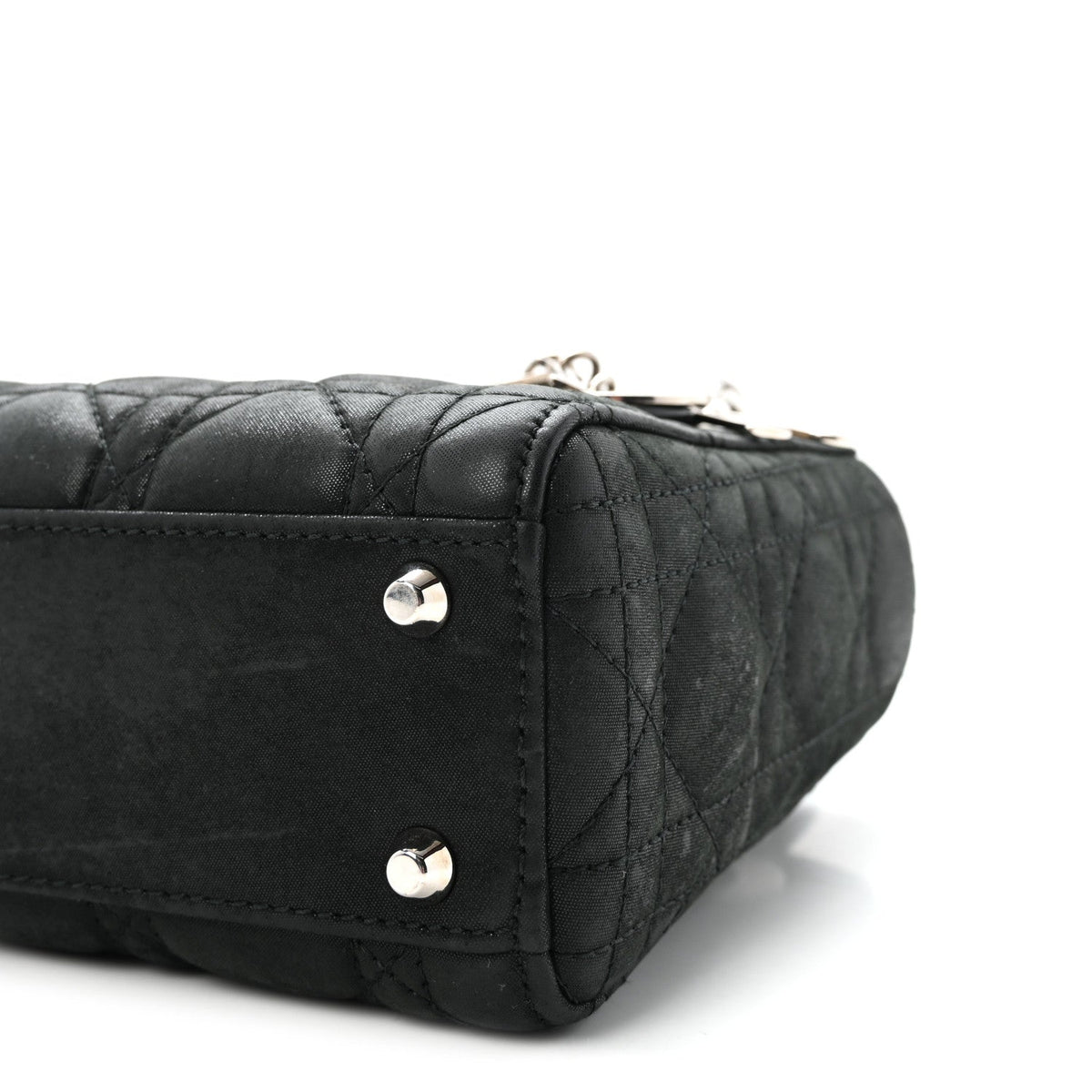 Metallic Calfskin Cannage Mini Lady Dior Black AT My store