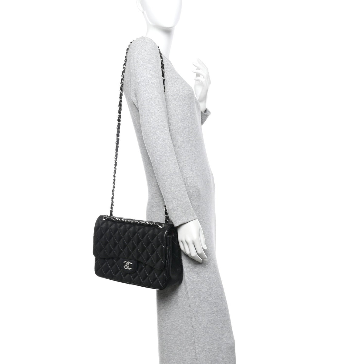 Lambskin Quilted Jumbo Double Flap Black At My store