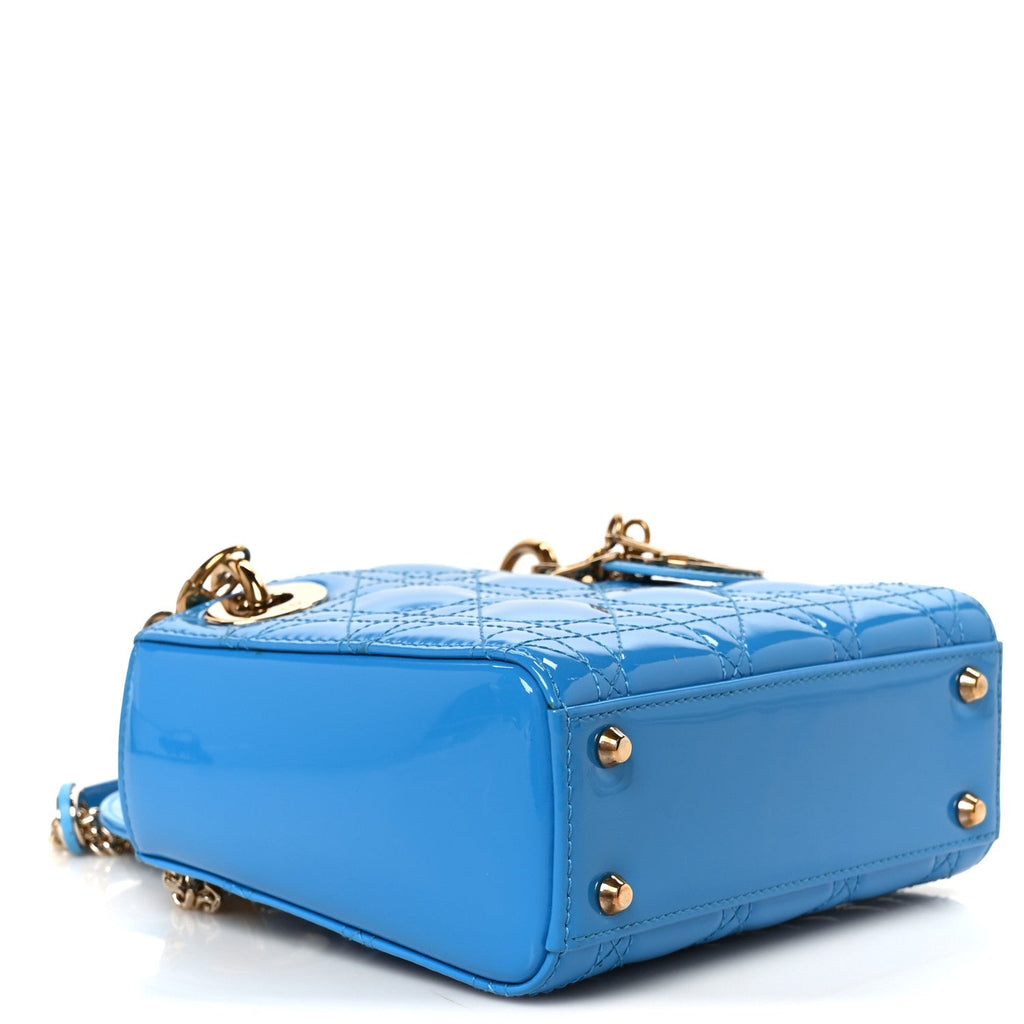 Patent Cannage Mini Lady Dior Blue AT My store