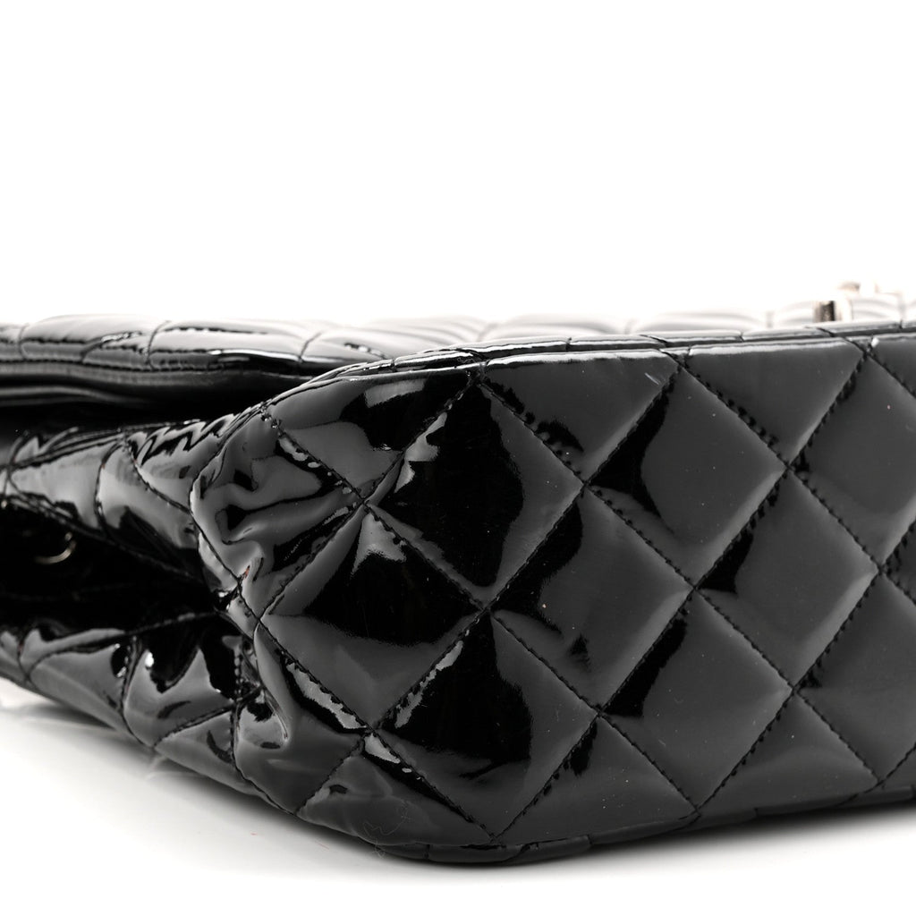 Patent Quilted Jumbo Double Flap Black At My store