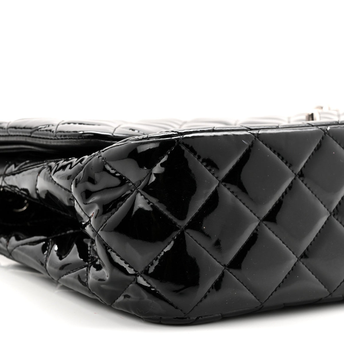 Patent Quilted Jumbo Double Flap Black At My store