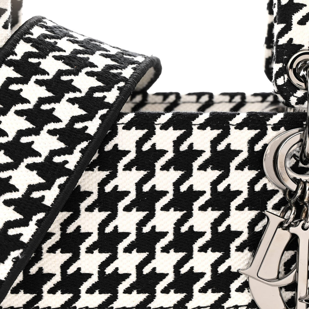 Canvas Houndstooth Embroidered Medium Lady D-Lite Black White AT My store