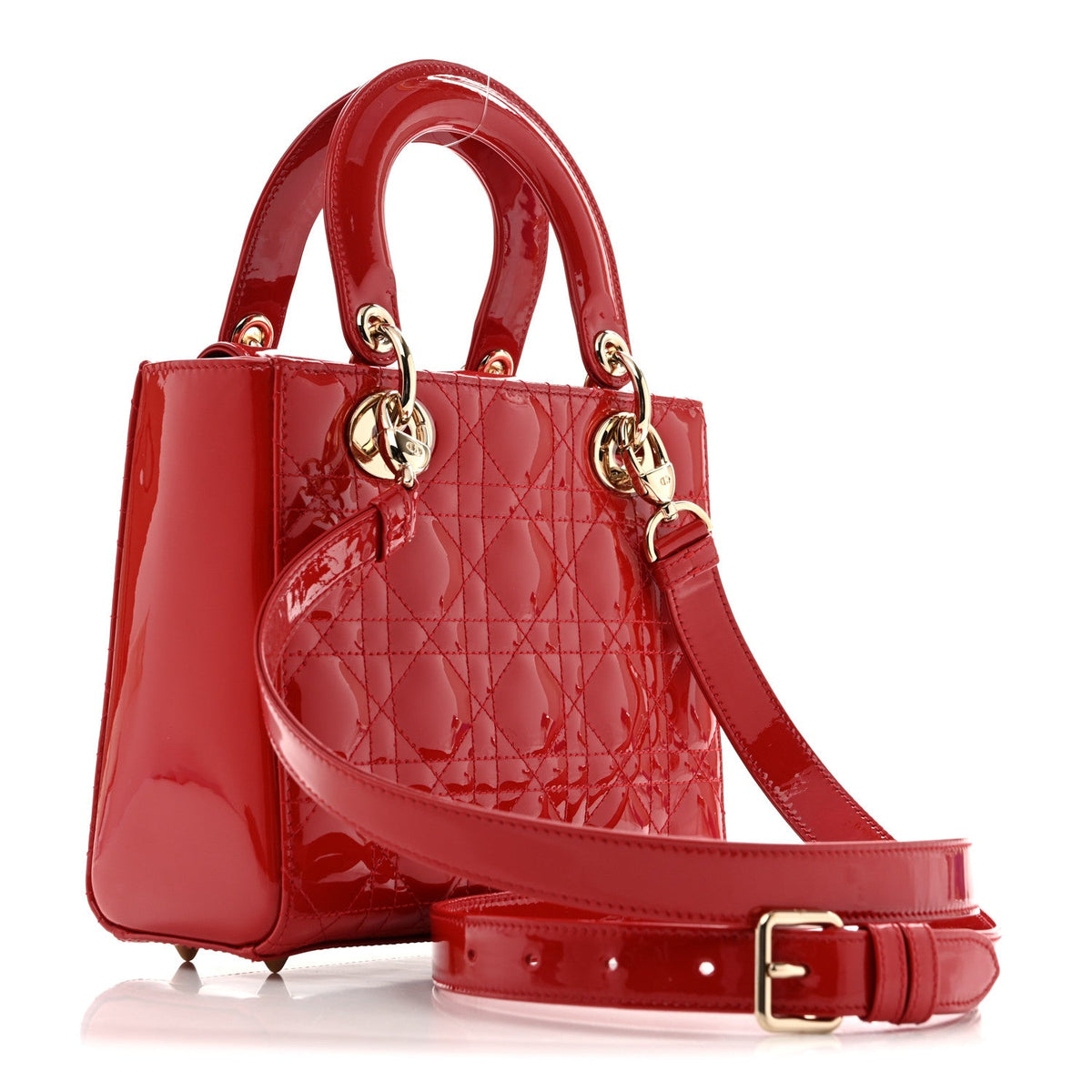 Patent Cannage Small Lady Dior Cherry Red AT My store
