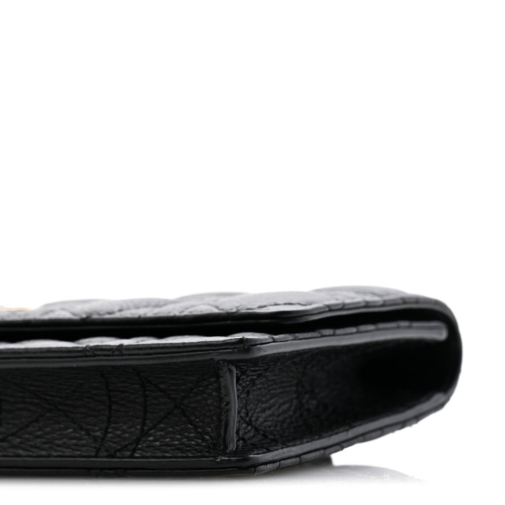 Supple Calfskin Cannage Caro Belt Pouch with Chain Black AT My store