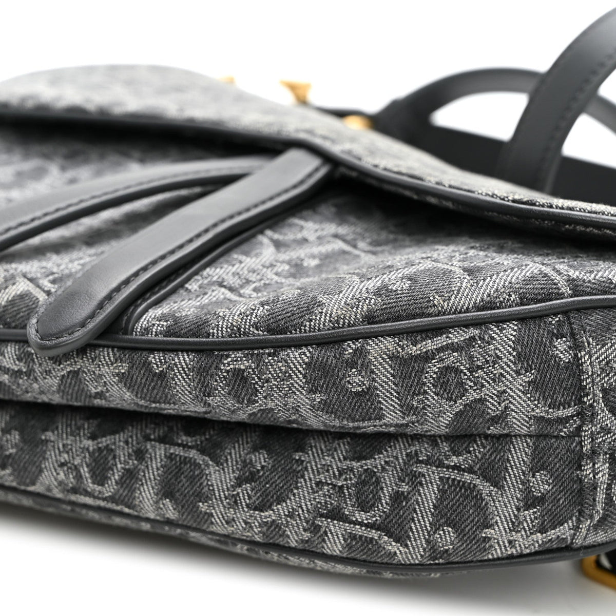 Denim Oblique Jacquard Saddle Bag With Strap Grey AT My store