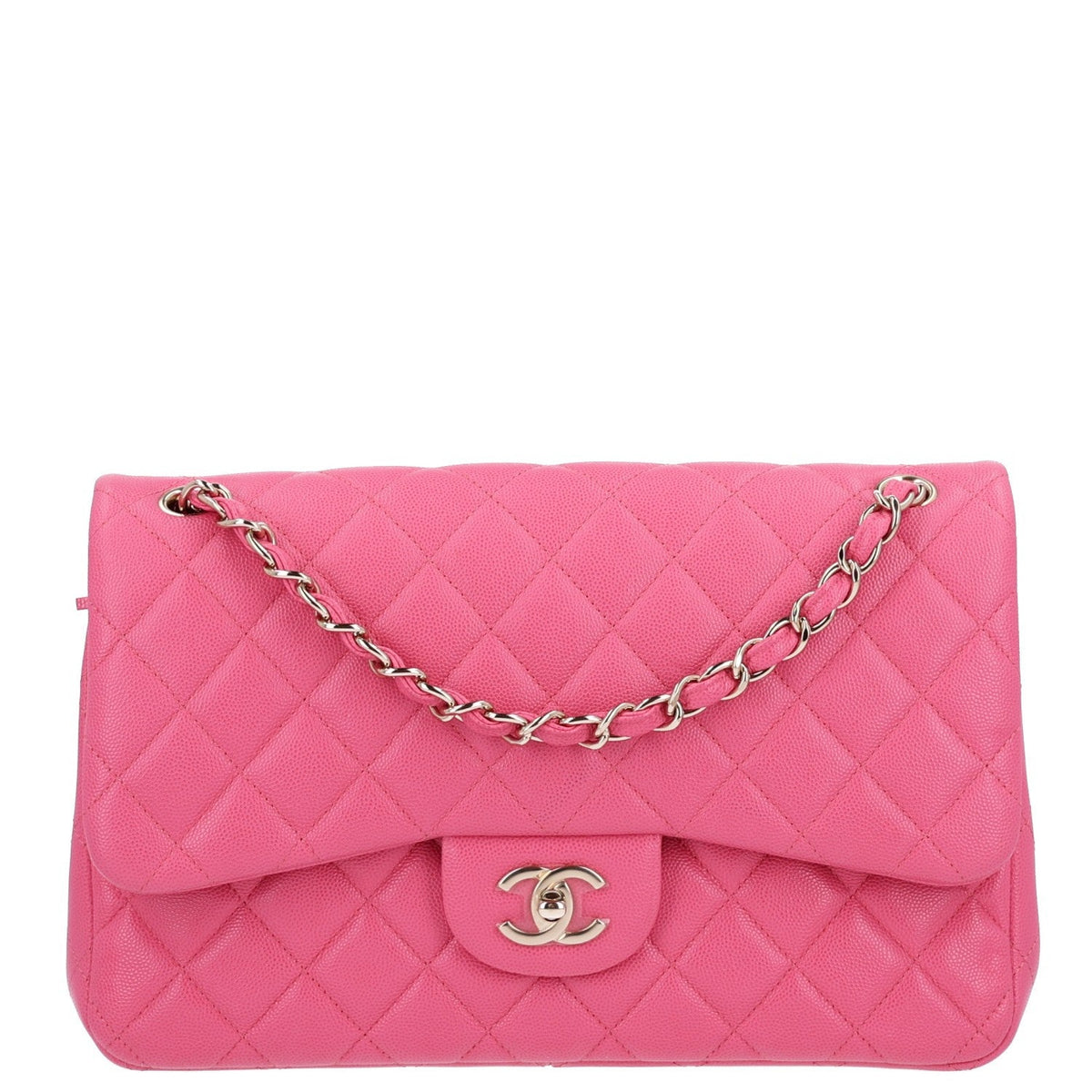 Caviar Quilted Jumbo Double Flap Pink At My store