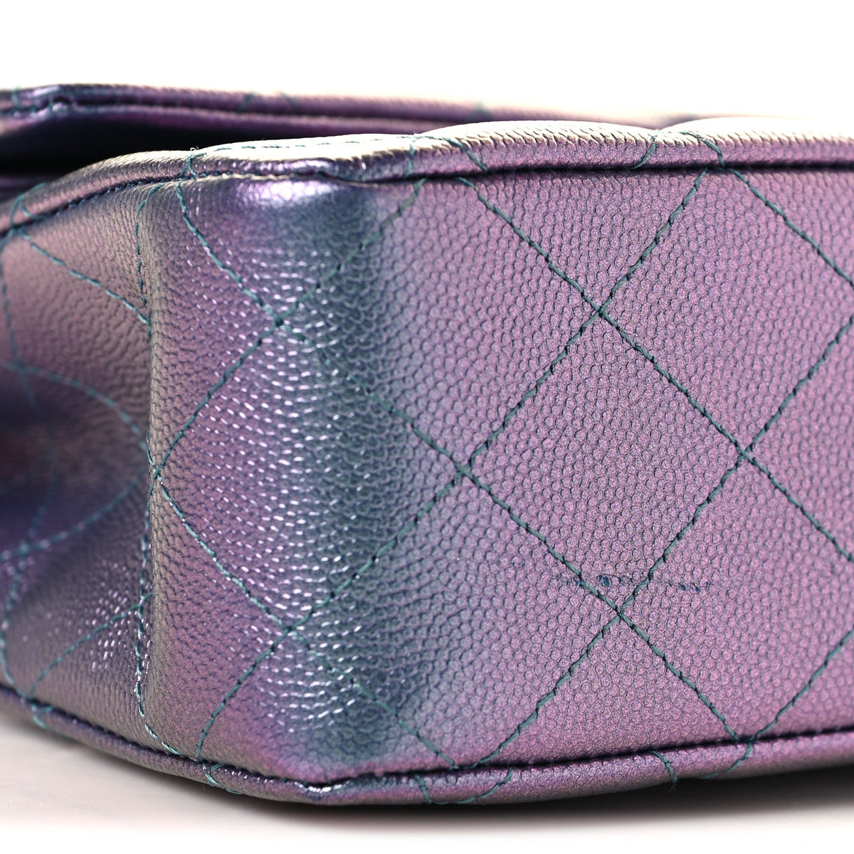 Iridescent Caviar Quilted Medium Double Flap Purple At My store