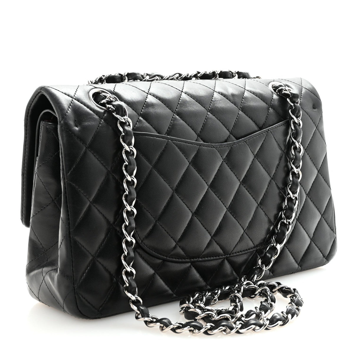 Lambskin Quilted Medium Double Flap Black At My store
