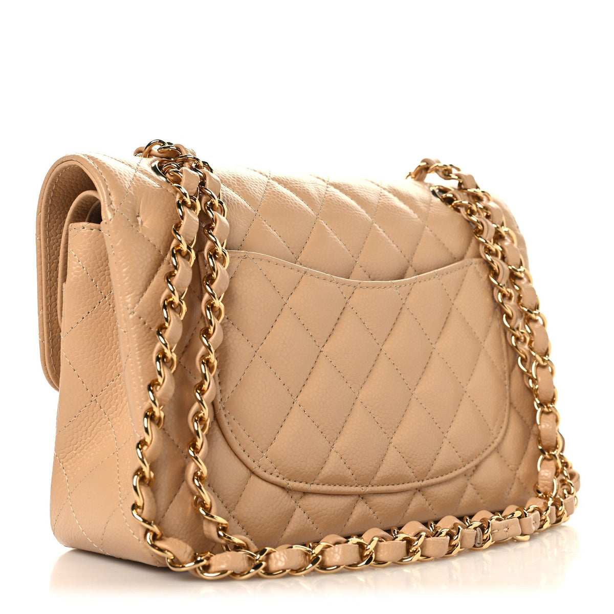 Caviar Quilted Small Double Flap Beige At My store