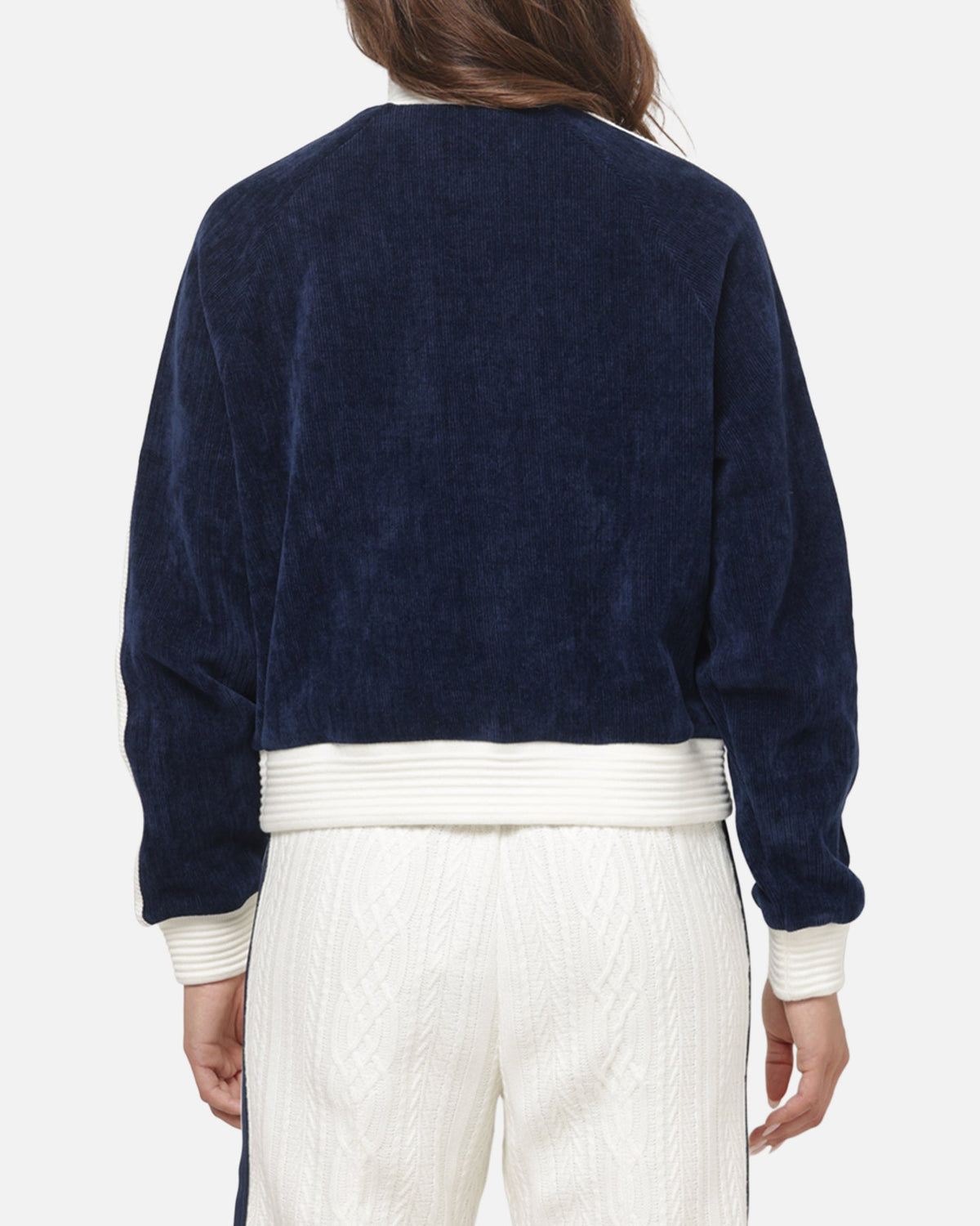 Best-Selling Adidas Women's Velour Knit Track Top Navy/Off White