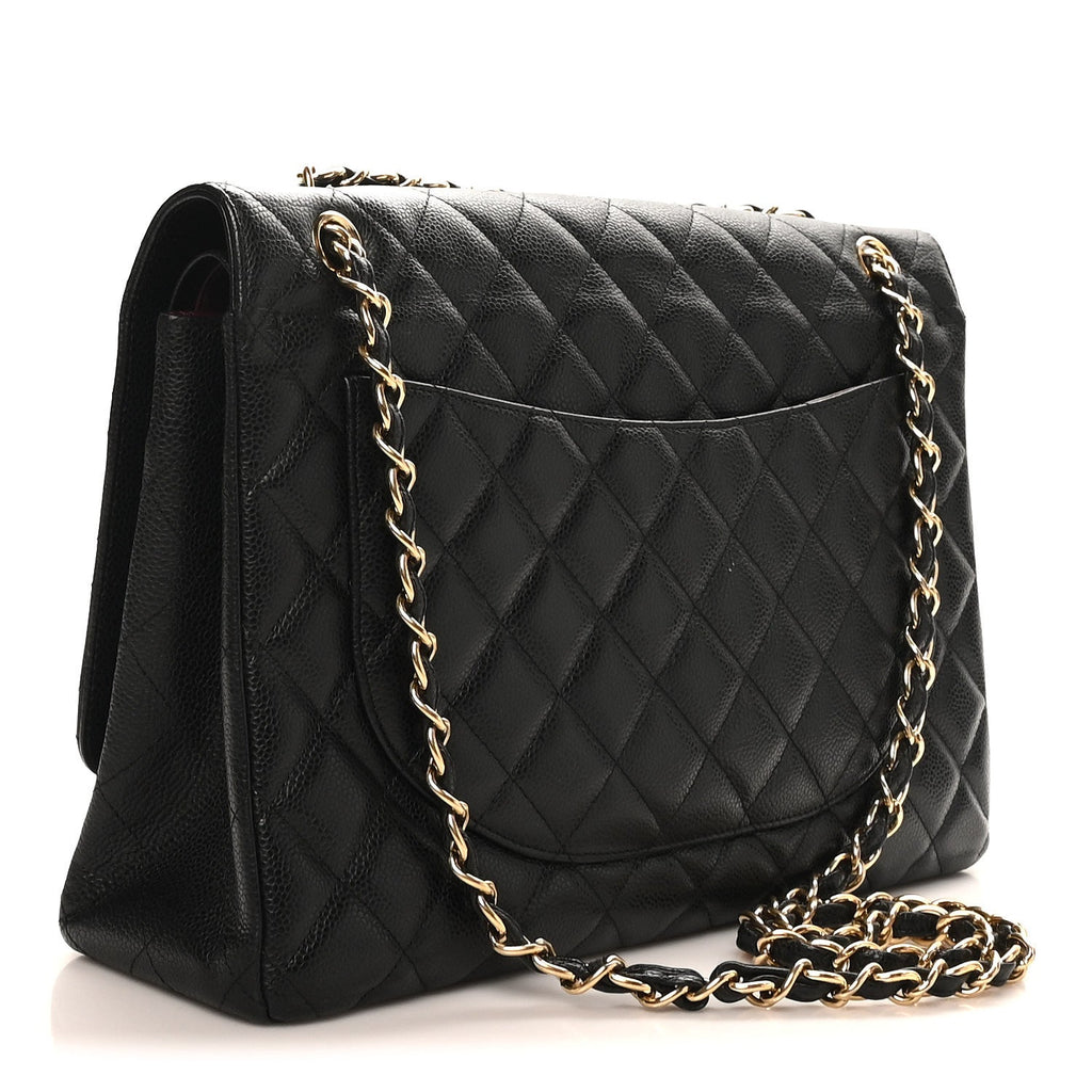 Caviar Quilted Maxi Double Flap Black At My store