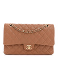 Lambskin Quilted Medium Double Flap Brown At My store