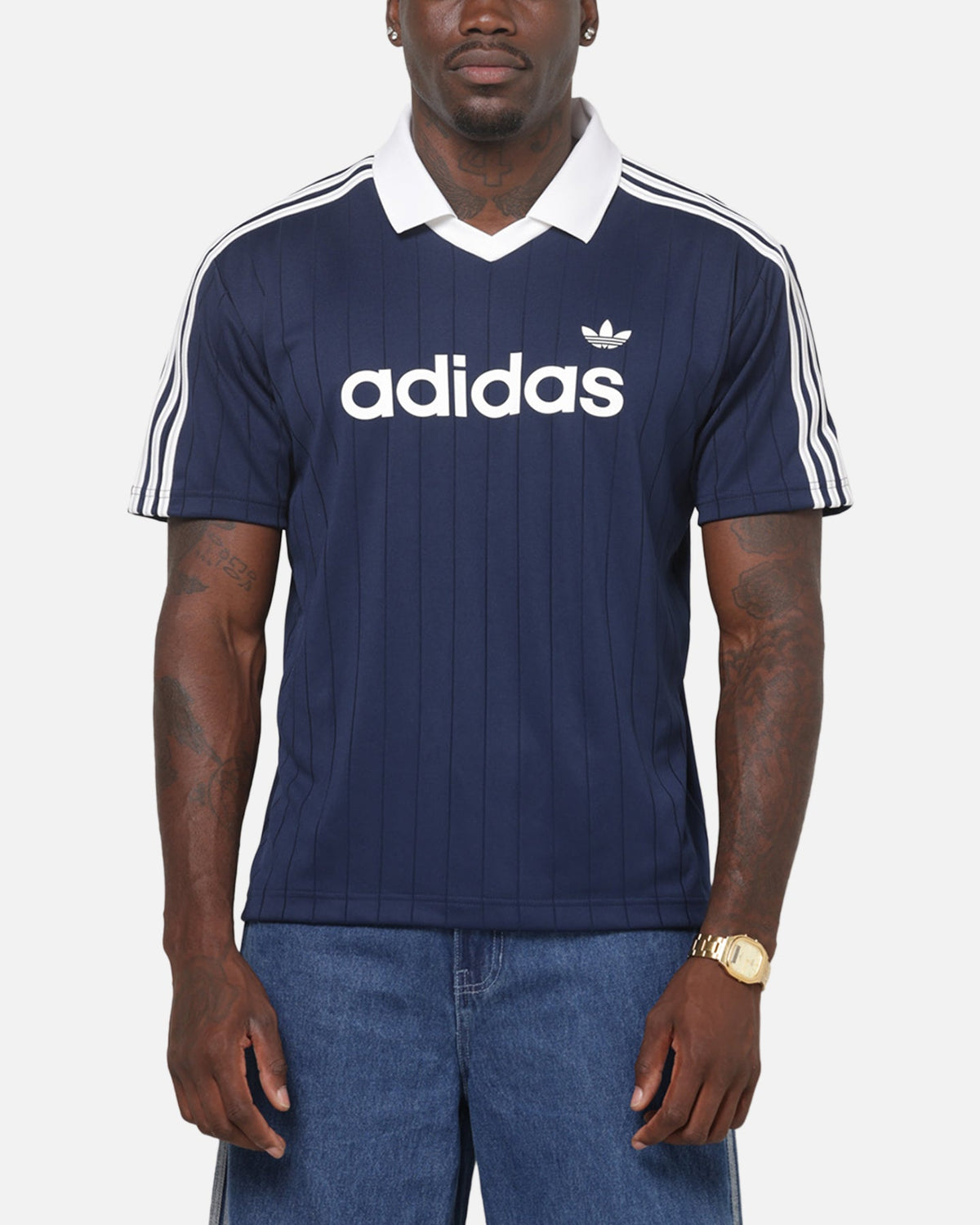 Best-Selling Adidas Drop Needle Pinstripe Jersey Night Indigo