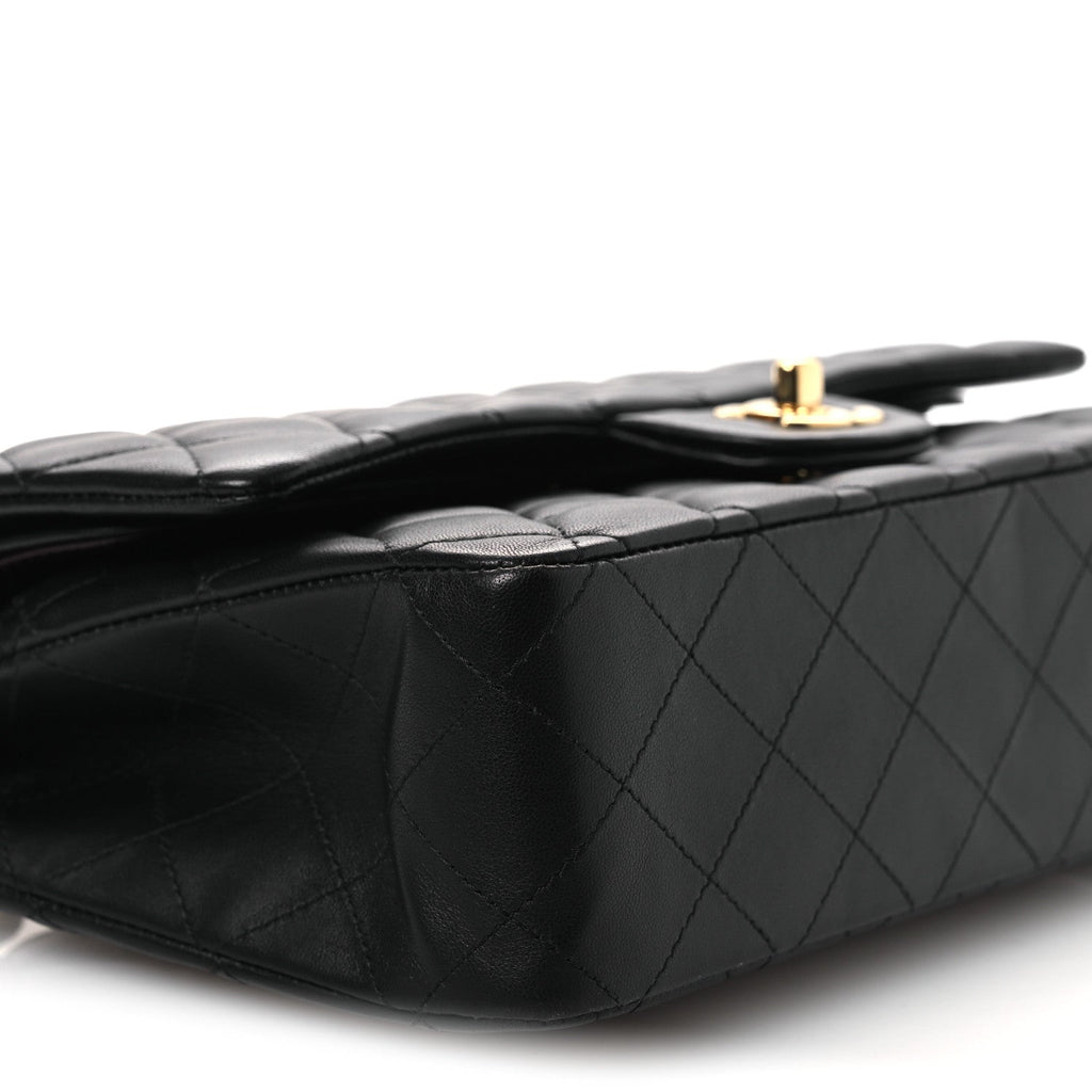 Lambskin Quilted Medium Double Flap Black At My store