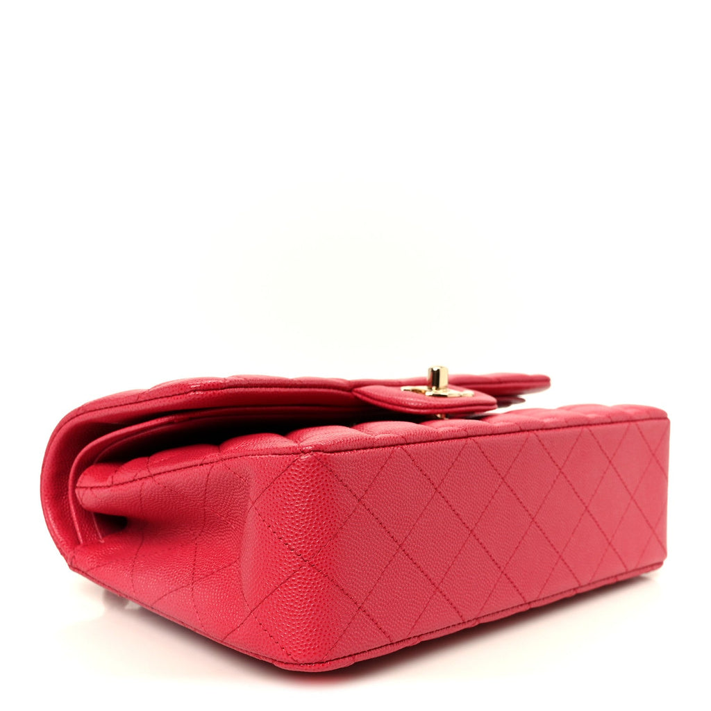 Caviar Quilted Small Double Flap Dark Pink At My store