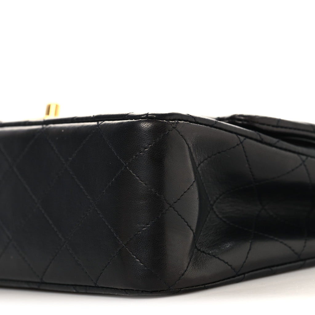 Lambskin Quilted Medium Double Flap Black At My store