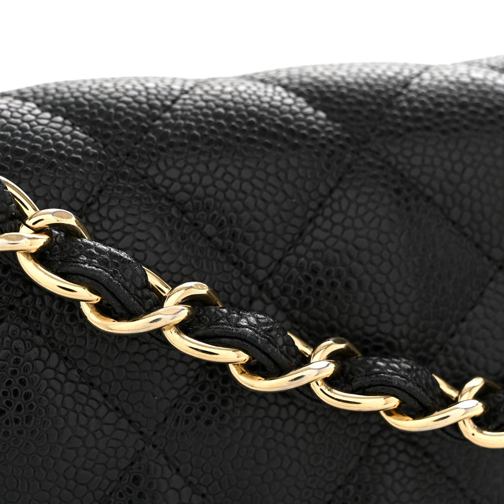 Caviar Quilted Jumbo Double Flap Black At My store