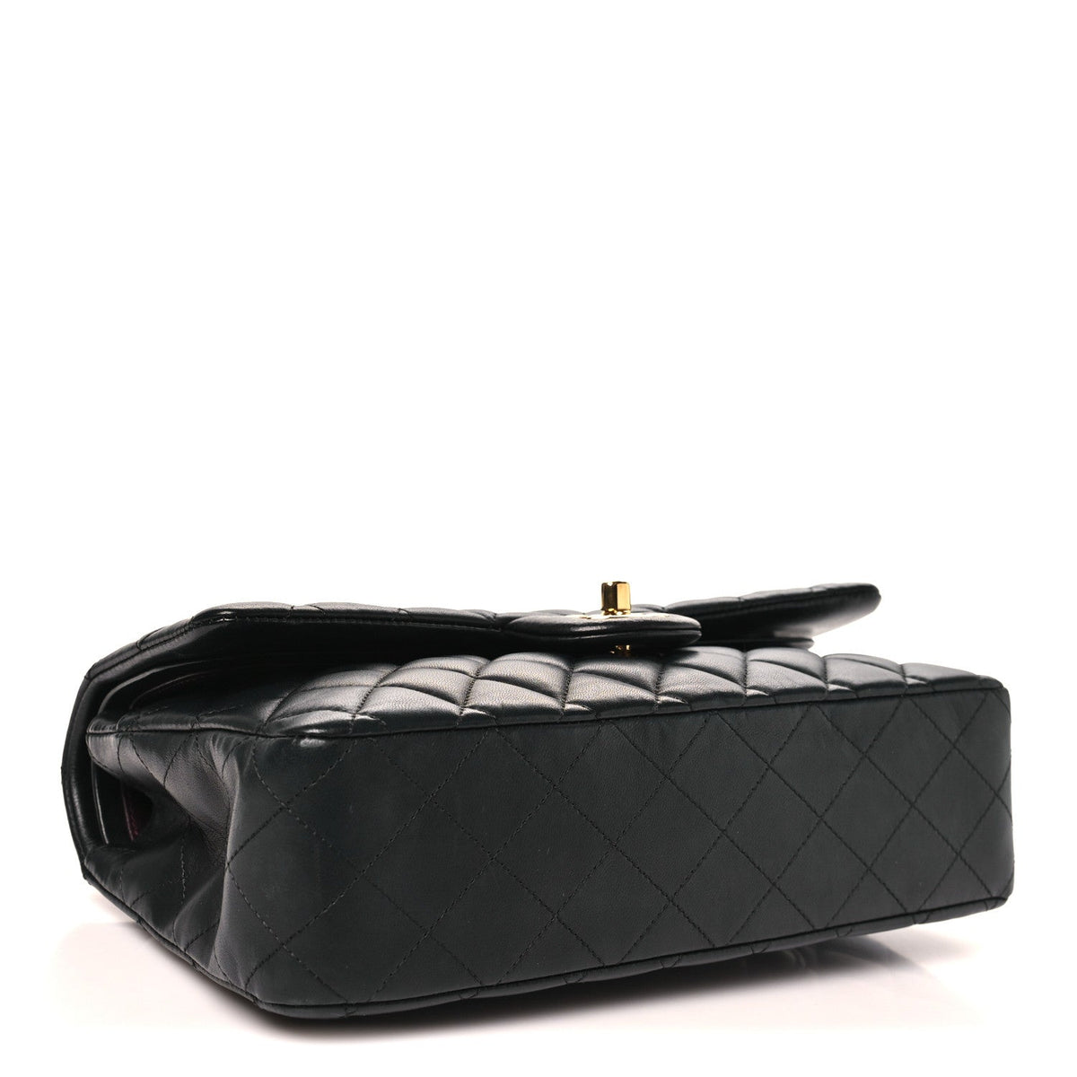 Lambskin Quilted Medium Double Flap Black At My store