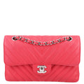 Caviar Chevron Quilted Small Double Flap Dark Pink At My store