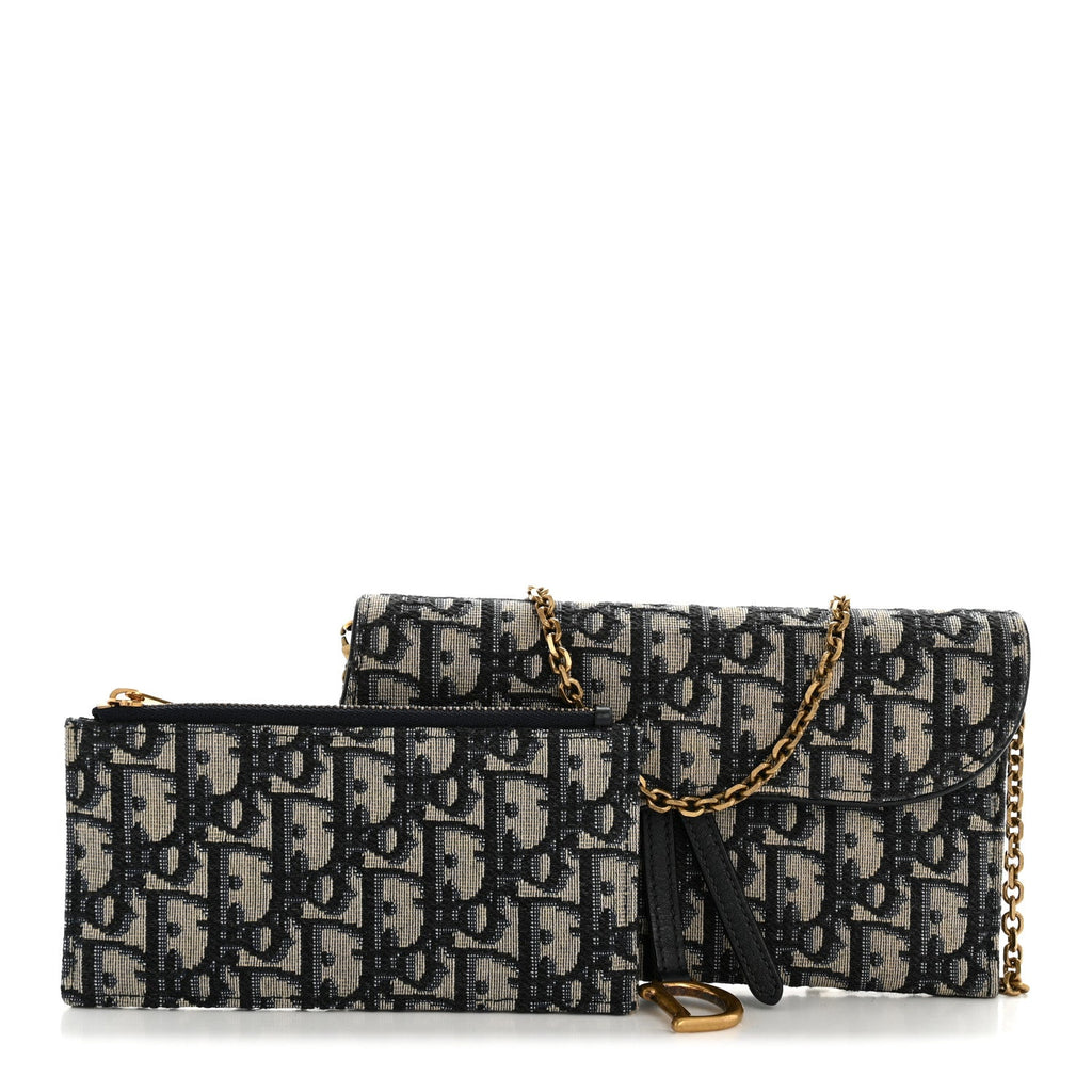 Oblique Saddle Chain Long Wallet Blue AT My store
