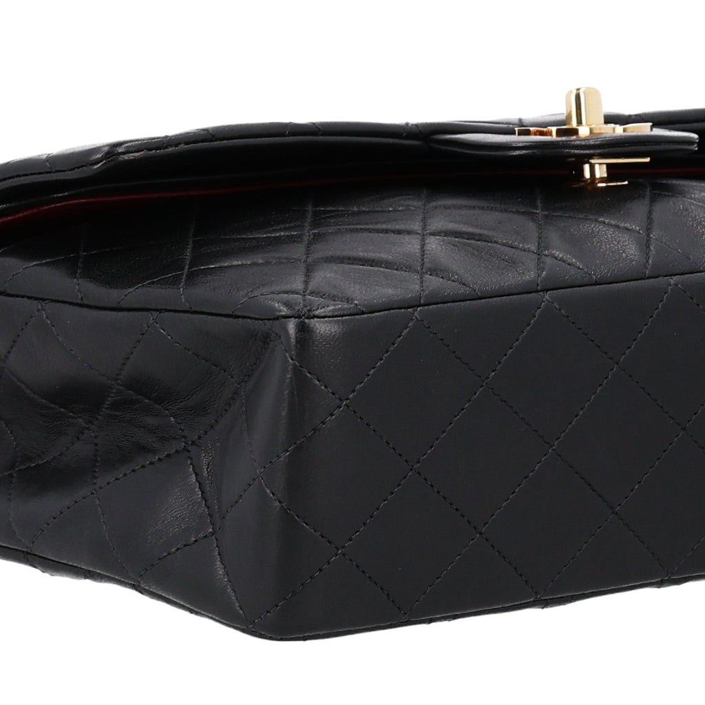 Lambskin Quilted Medium Double Flap Black At My store