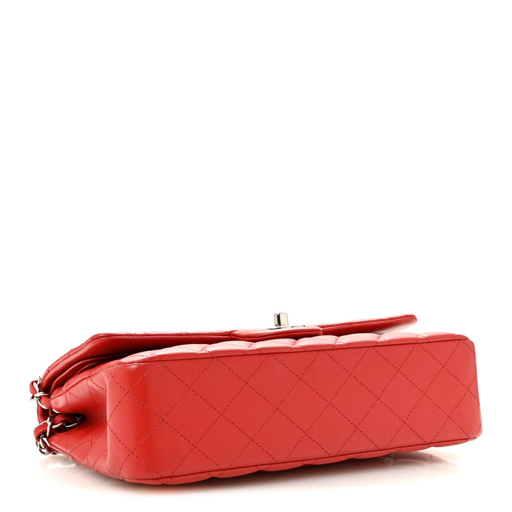 Lambskin Quilted Medium Double Flap Red At My store