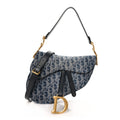 Denim Oblique Jacquard Saddle Bag With Strap Blue AT My store