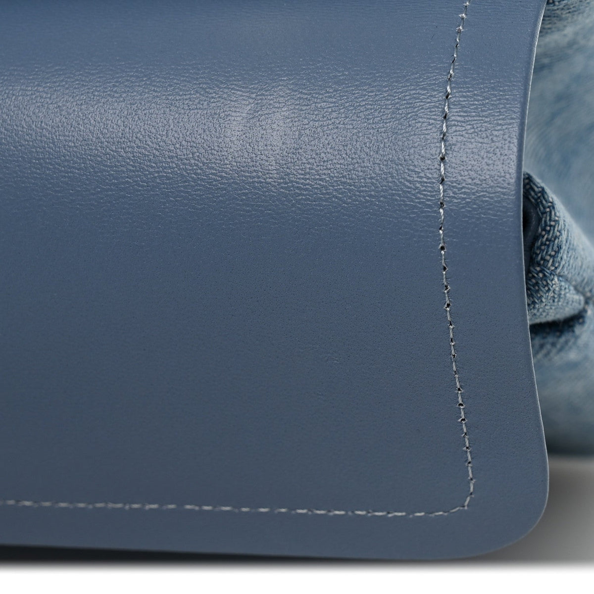 Printed Denim Quilted Small Double Flap Light Blue At My store