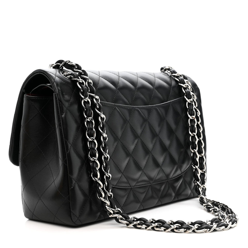 Lambskin Quilted Jumbo Double Flap Black At My store