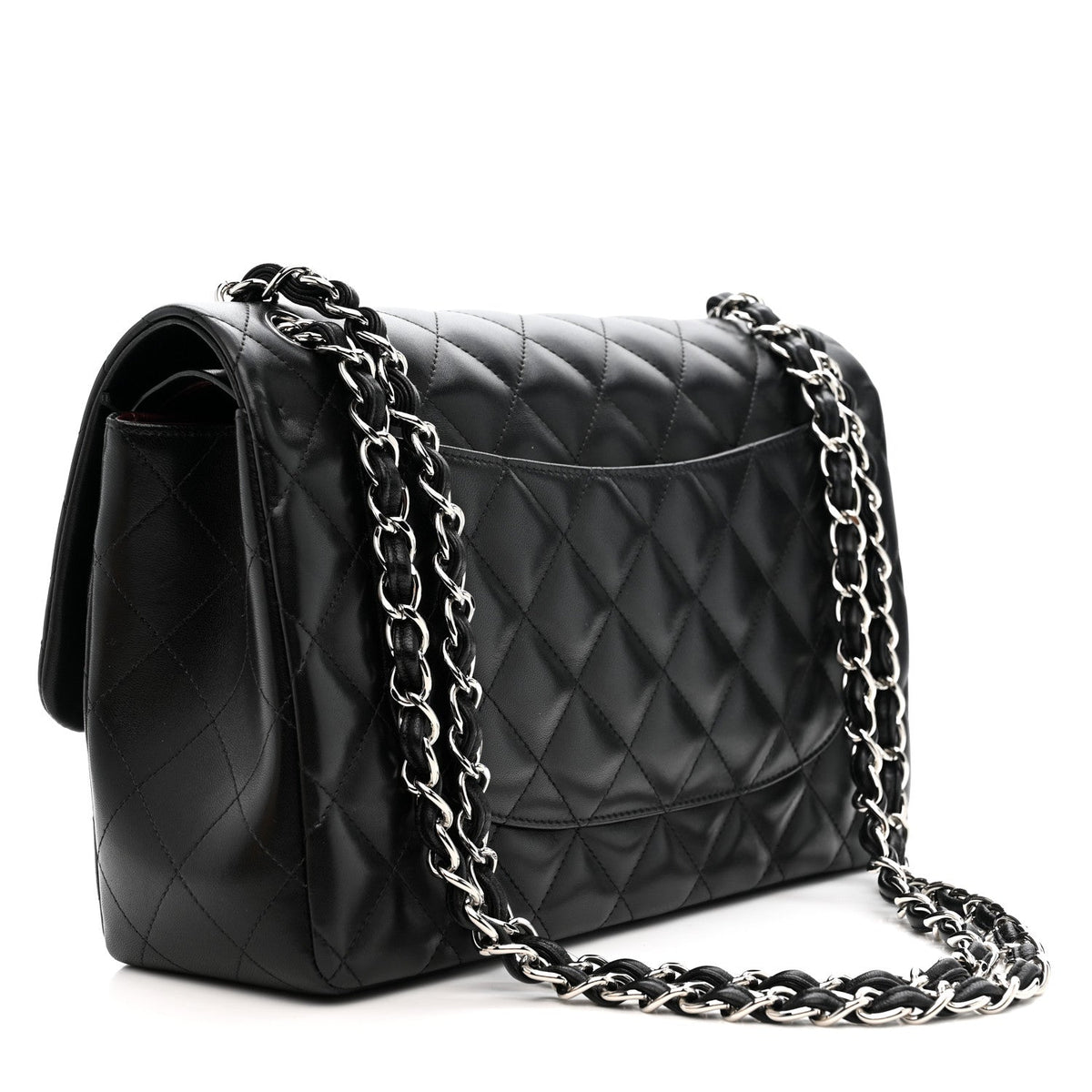 Lambskin Quilted Jumbo Double Flap Black At My store