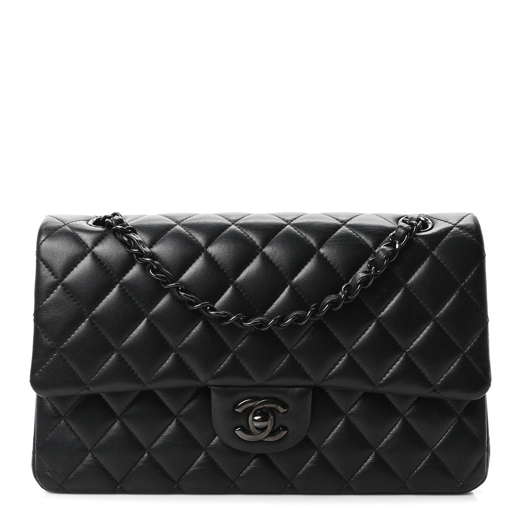 Lambskin Quilted Medium Double Flap So Black At My store