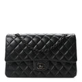 Lambskin Quilted Medium Double Flap So Black At My store