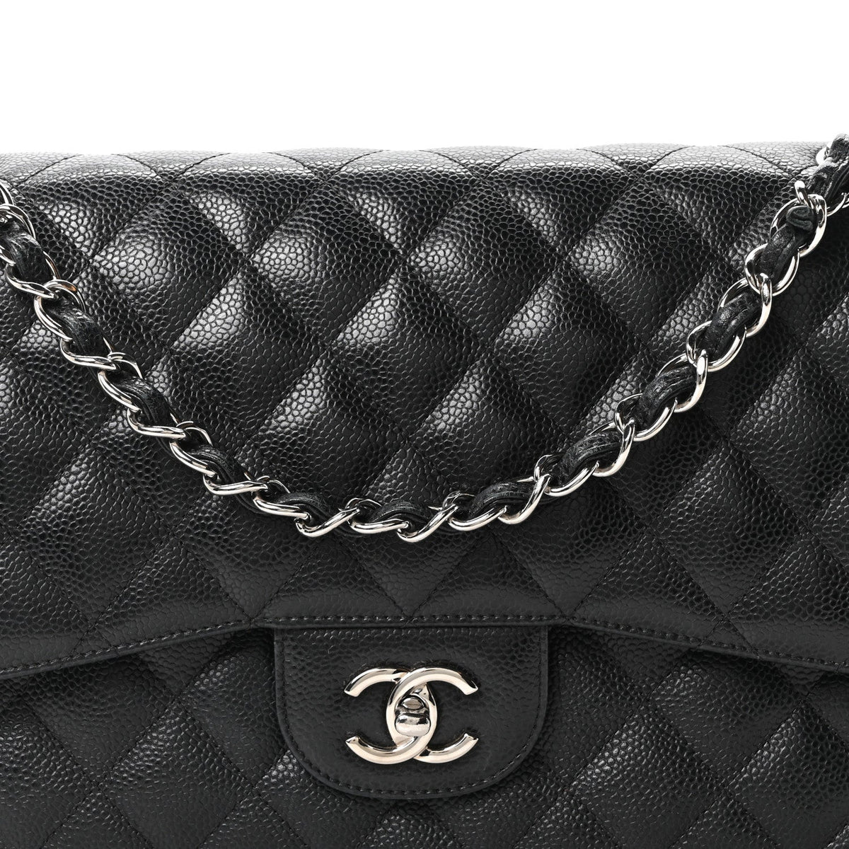 Caviar Quilted Jumbo Double Flap Black At My store
