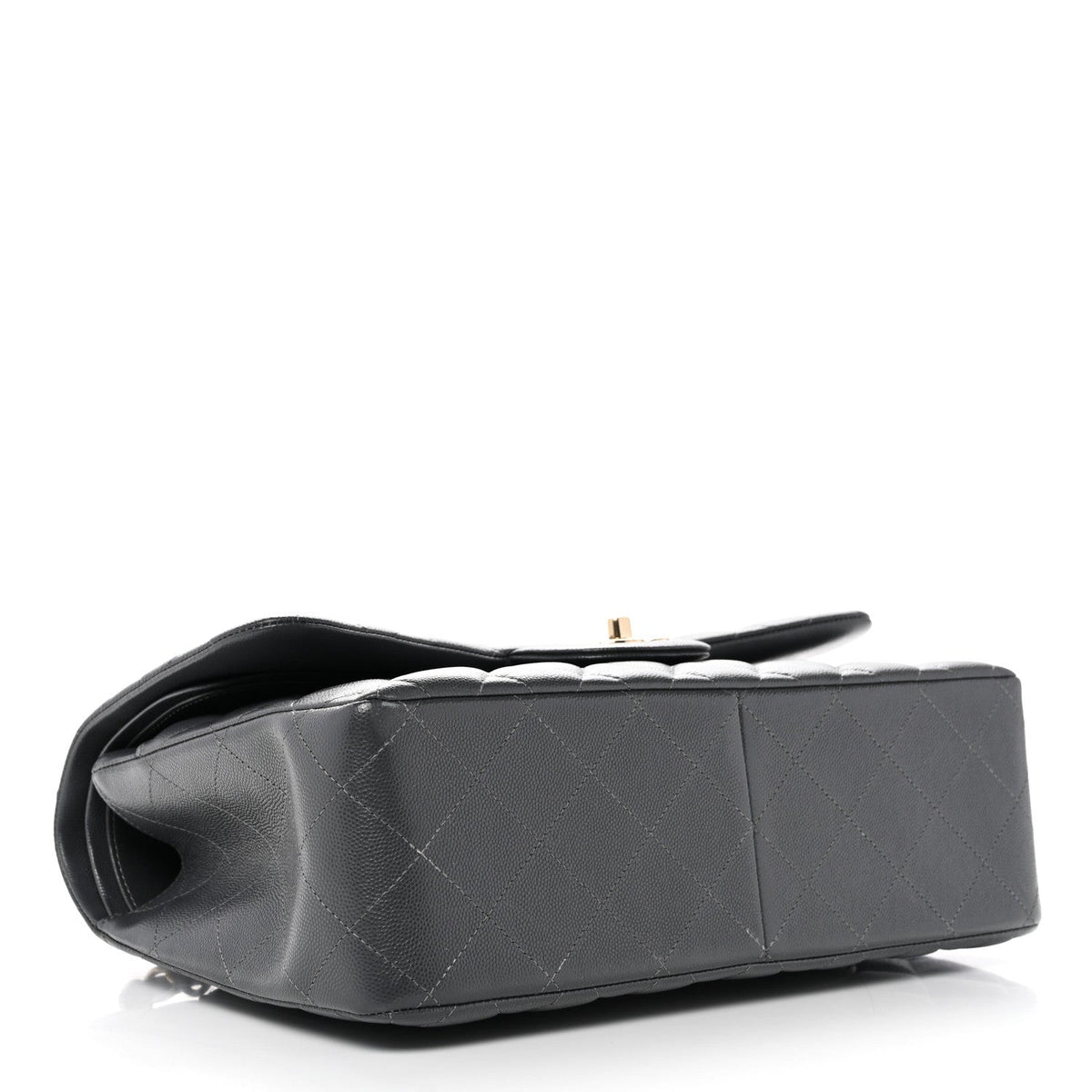 Caviar Quilted Jumbo Double Flap Dark Grey At My store
